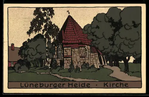 Steindruck-AK Lüneburger Heide, Kirche