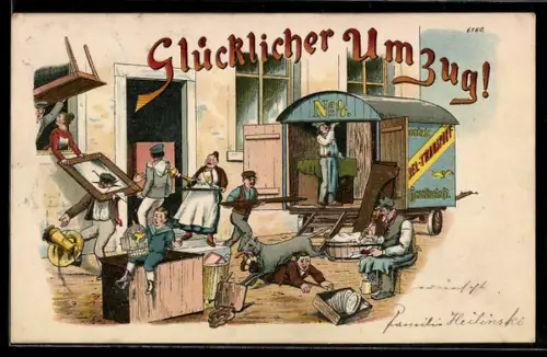 AK soziales Leben, Reges Treiben beim Umzug