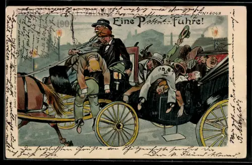 Künstler-AK Bruno Bürger & Ottillie Nr. 6049: Trinkerhumor: Eine P........fuhre!, Betrunkene in einer Kutsche