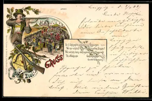 Künstler-AK Bruno Bürger & Ottillie Nr. 531: Schütze neben einer Volksfestszene