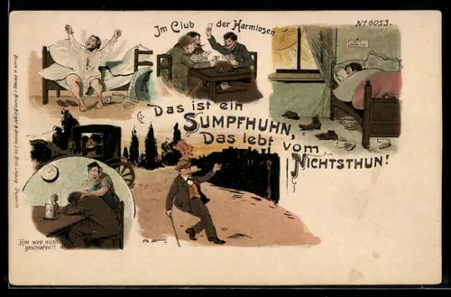 Künstler-AK Bruno Bürger & Ottillie Nr. 6053: Tagesablauf eines Trinkers