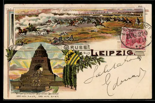 Künstler-AK Bruno Bürger & Ottillie Nr. 643: Leipzig, Völkerschlachtdenkmal, Panorama