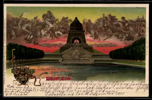 Künstler-Lithographie Bruno Bürger & Ottillie Nr. 2152: Leipzig, Völkerschlachtdenkmal