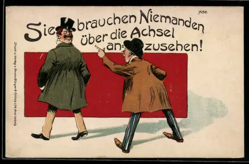 Künstler-AK Bruno Bürger & Ottillie Nr. 7198: Mann dreht seinen Kopf um 180°