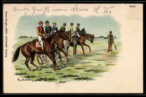 AK Start beim Pferderennen
