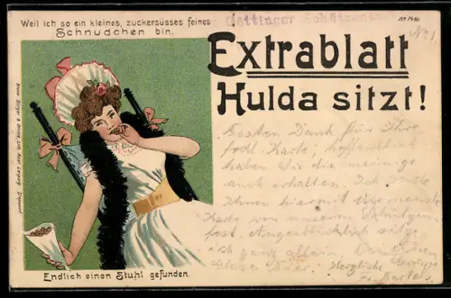 Künstler-AK Bruno Bürger & Ottillie Nr. 1491: Elegante Dame sitzt auf einem Stuhl