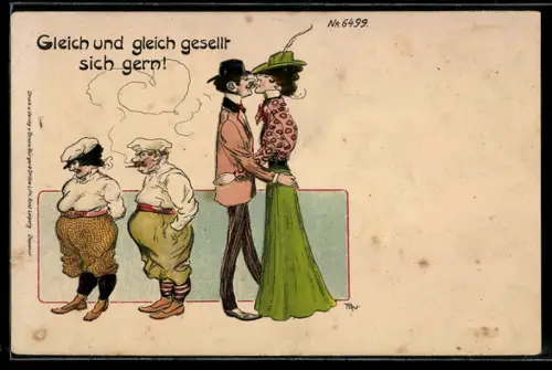 Künstler-AK Bruno Bürger & Ottillie Nr. 6499: Zwei sich ähnlich sehende Paare