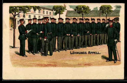 Künstler-AK Bruno Bürger & Ottillie Nr. 7509: Soldaten beim Löhnungs Appell