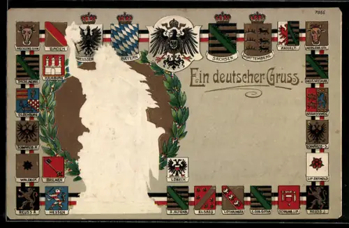 Lithographie Germania, Wappen der Deutschen Länder