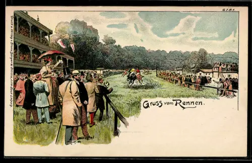 Künstler-AK Bruno Bürger & Ottillie Nr. 6181: Zuschauer an der Pferderennbahn