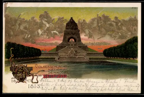 AK Leipzig, Völkerschlacht-National-Denkmal mit Parkanlage