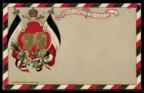 Künstler-AK Bruno Bürger & Ottillie Nr. 7309: Kaiser Wilhelm II mit Reichsflagge