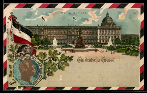 Künstler-AK Bruno Bürger & Ottillie Nr. 3510: Königl. Schloss, Wilhelm II. im Profil