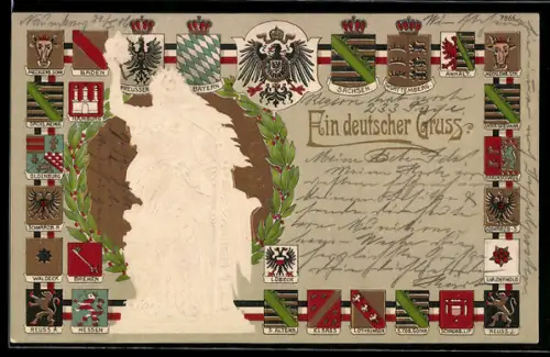Künstler-AK Bruno Bürger & Ottillie Nr. 7866: Germania mit Wappen