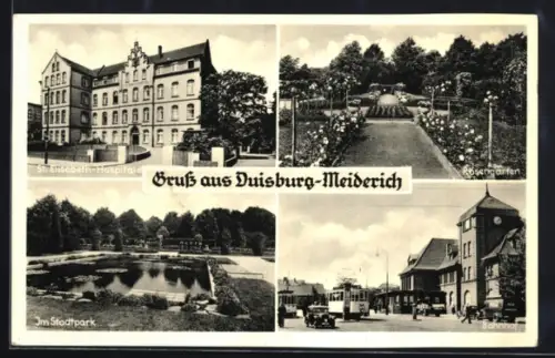 AK Duisburg-Meiderich, St. Elisabeth-Hospital, Bahnhof, Rosengarten
