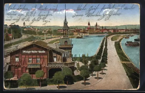 AK Mainz, Gebäude des Mainzer Ruder Vereins am Winterhafen