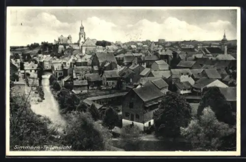 AK Simmern, Teilansicht aus der Vogelschau