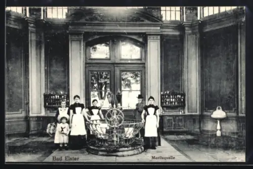 AK Bad Elster, Kurgäste an der Moritzquelle