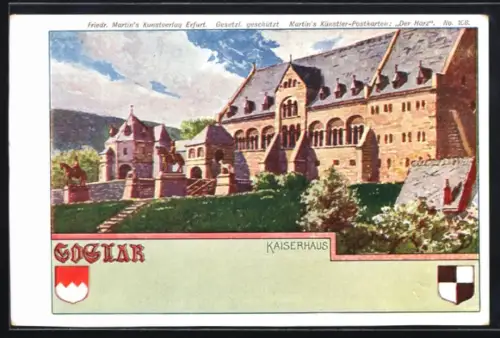 Künstler-AK Goslar, Kaiserhaus, Wappen