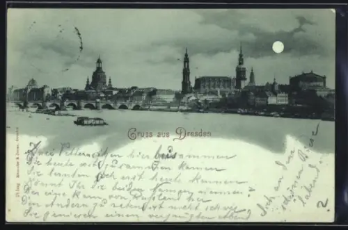 Mondschein-AK Dresden, Schlossufer