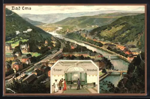 AK Bad Ems, Ortsansicht mit Emser-Kränchen