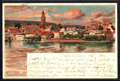 Künstler-AK Carl Biese: Ueberlingen, Totalansicht