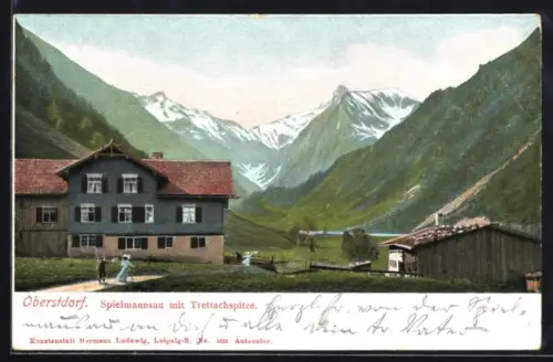 AK Spielmannsau, Ortspartie mit Trettachspitze