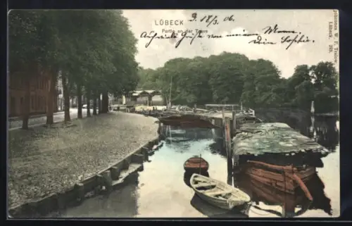 AK Lübeck, Strassenpartie am Ufer
