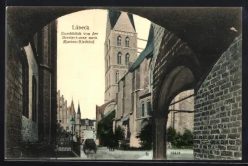 AK Lübeck, Durchblick von der Breitestrasse nach Marien-Kirchhof
