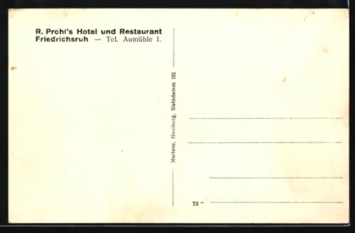 AK Friedrichsruh, Hotel und Restaurant R. Prohl