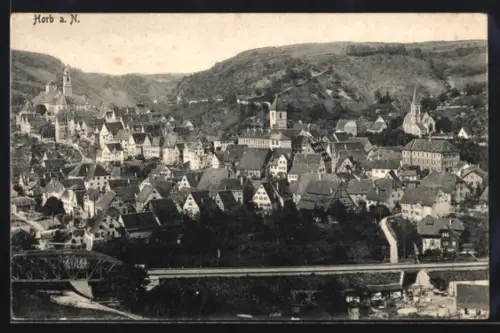 AK Horb a. N., Teilansicht mit Kirche