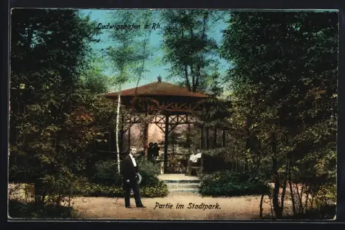 AK Ludwigshafen a. Rh., Partie im Stadtpark