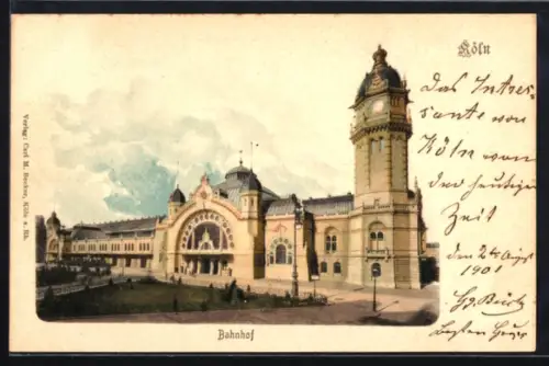 AK Köln, Bahnhof mit Strassenpartie