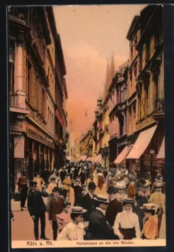 AK Köln a. Rh., Hohe Strasse an den vier Winden