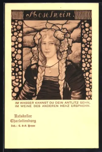 AK Berlin-Charlottenburg, Ratskeller, Moselweindarstellung, Inh. C. & O. Heyne