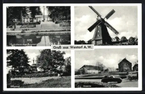 AK Wentorf A.W., Kurhaus Jägersbronnen, Mühle, Ehrenmal, Kaserne