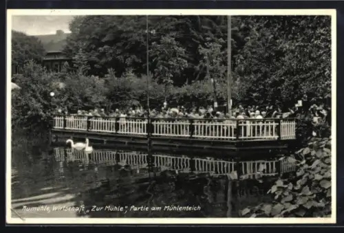 AK Aumühle /Sachsenwald, Wirtschaft Zur Mühle, Partie am Mühlenteich, Inh. Rud. Rohde