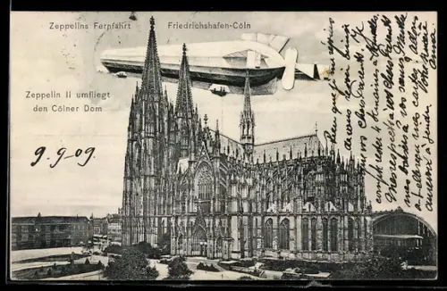 AK Friedrichshafen-Cöln, Zeppelin II umfliegt den Cölner Dom