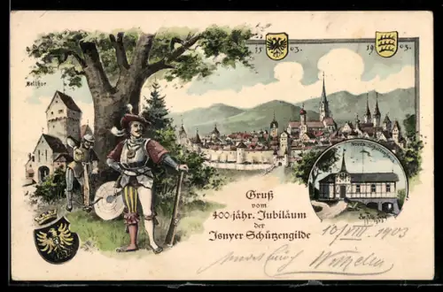AK Ganzsache PP 27 C40: Isny, 400 jähr. Jubiläum der Isnyer Schützengilde 1903, Neues Schützenhaus
