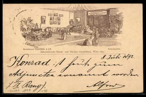Vorläufer-Lithographie Wien, Internationale Musik- und Theater-Ausstellung Wien 1892, Fremdensalon