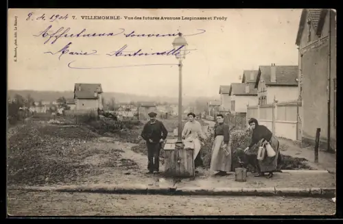 AK Villemomble, Vue des futures Avenues Lespinasse et Frédy