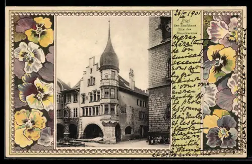 AK Biel, das Zunfthaus, Sitz des Kunstvereins und Passepartoutrahmen