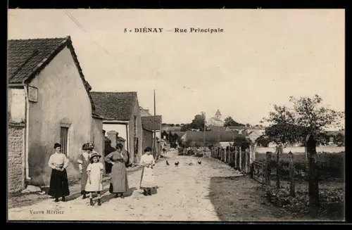 AK Diénay, Rue Principale, Strassenpartie