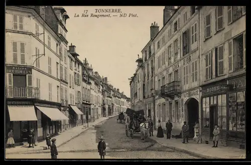 AK Tonnerre, La Rue Rougemont, Strassenpartie