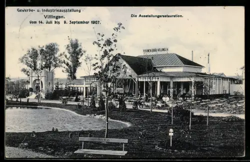 AK Villingen, Gewerbe- und Industrieausstellung 1907, Das Ausstellungsrestaurant, Kronen-Bräu Villingen