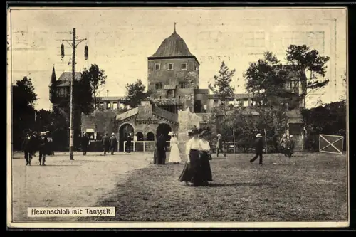 AK Liegnitz, Mannschiessen 1912, Hexenschloss mit Tanzzelt