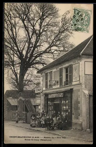 AK Croisy-Beaubourg /S.-&-M., Maison du Pere Velo, Route de Crecy
