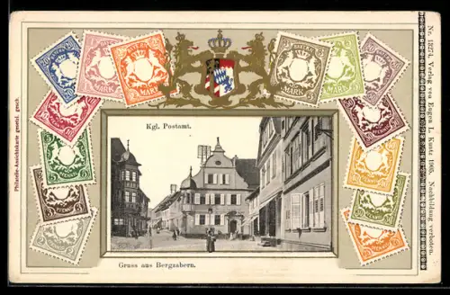 AK Bergzabern, Kgl. Postamt, Briefmarken, Wappen