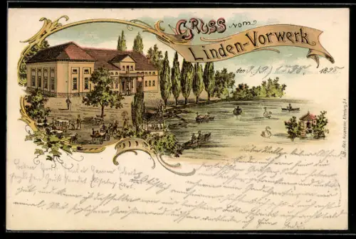 Lithographie Linden-Vorwerk, Gasthaus am See