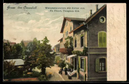 AK Cannstatt, Restaurant zur Kelter von Kr. Pfund